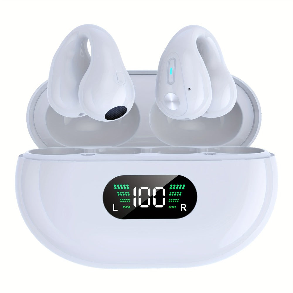 Menzluio Bone Conduction Headphones 48H Playtime HiFi Stereo Active Call Noise Canceling Wireless Open-Ear Headset for iPhone Android Sports Running Cycling Outdoor Awareness
