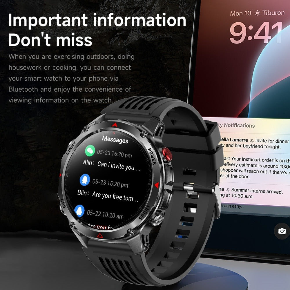 Smart Watch 1.46-Inch Round GPS Display with 3ATM Rating, Wireless Calling and Eight Strap Styles