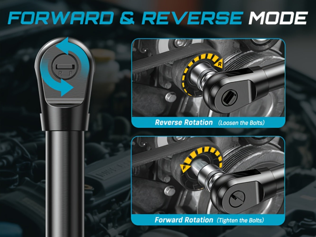 21V Power Ratchet Wrench Set 3/8'' Drive, 59 Ft-lbs 400 RPM Cordless Electric Ratchet, Variable Speed Trigger, 2x 2.0Ah Batteries & Charger, 8 Sockets, 3'' Extension Bar, 1/4'' & 1/2'' Adapter Included