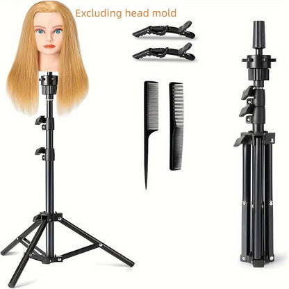 Adjustable Wig Stand Tripod 360 Rotation Aluminum Alloy Height Adjustable to 50 Inch Foldable Portable Mannequin Head Stand for Styling Cosmetology Hairdressing Training Home Salon