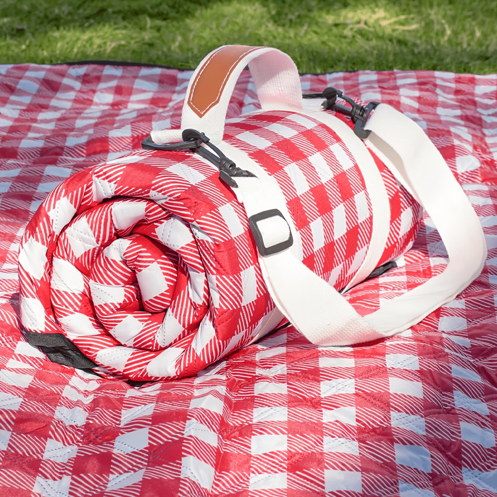 80 x 80-Inch Picnic Blanket with Foldable Carry Straps and Five Plaid, Floral or Stripe Pattern Options