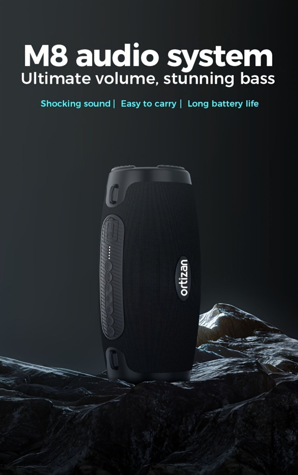 Bluetooth Speaker Ortizan 100W Boombox with 14000mAh Battery, IPX7 Rating, RGB Lights, USB and Carry Strap