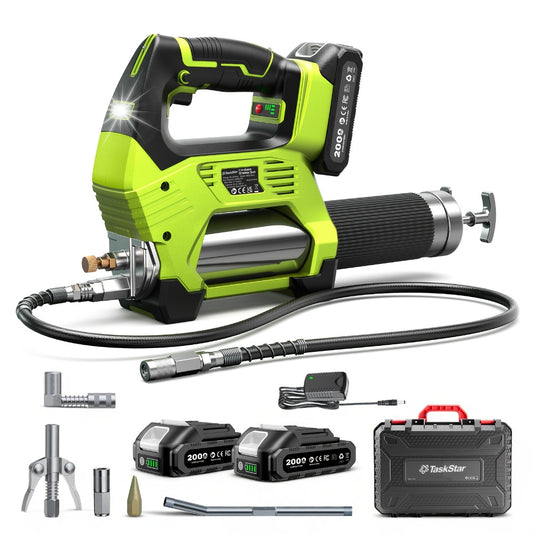 Electric Grease Gun 12000PSI Cordless – 3-Speed Brushless Motor, Dual 2.0Ah Batteries, LED Light, Heavy-Duty Wireless Grease Gun for Automotive, Farm & Industrial Lubrication