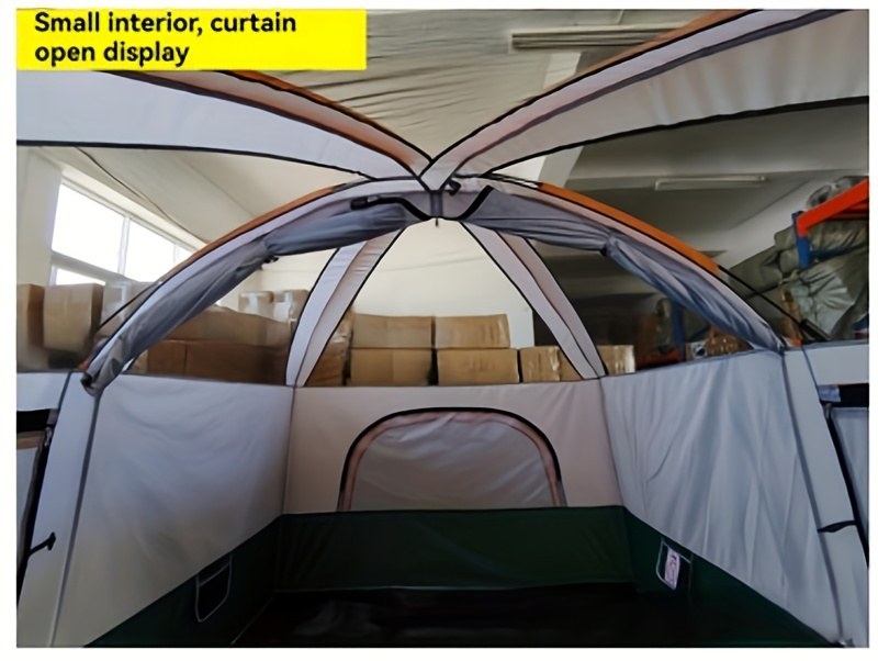Camping Tent Two-Room Family Cabin with Shared Hall, Mosquito-Net Panels and Two Capacity Options