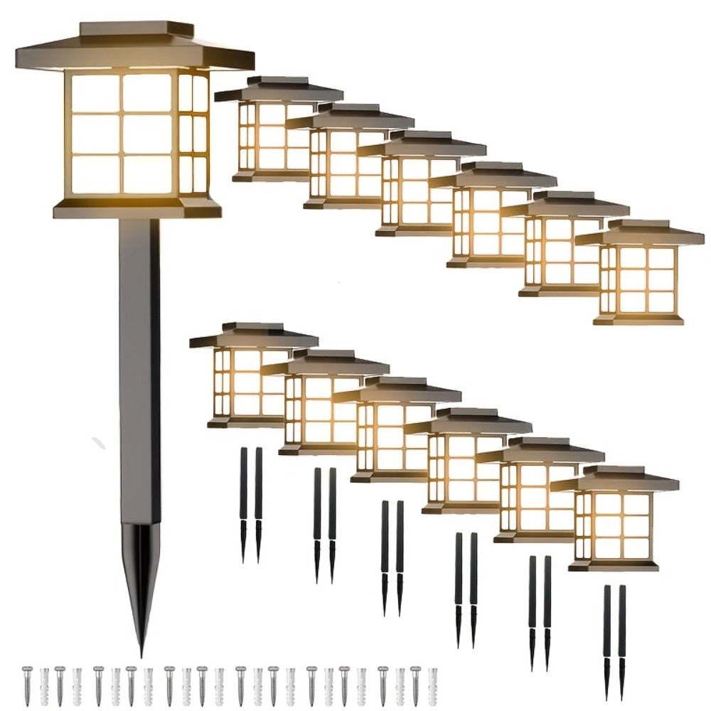 Solar Garden Lights Pathway Stakes in 6/12/24-Piece Sets with Warm, Cool or Multicolor Options