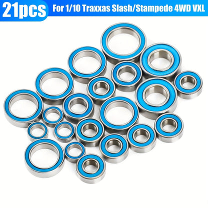 21-Piece Sealed Ball Bearing Set for Select 1/10 Scale RC Cars, Friction-Reducing Replacement Parts