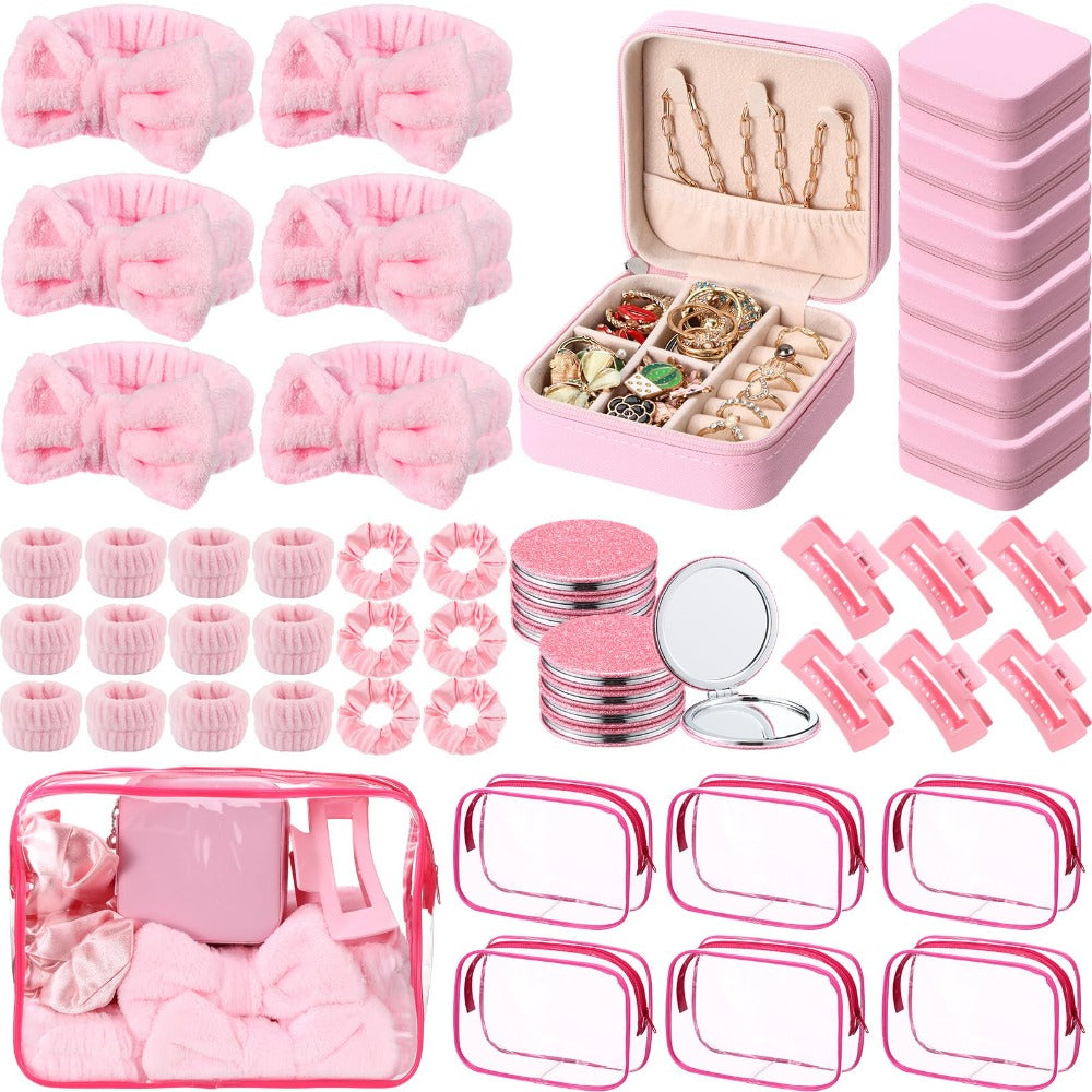 48-Piece Spa Party Favor Set with Headbands, Wristbands, Scrunchies, Hair Clips and Bags in Two Colors