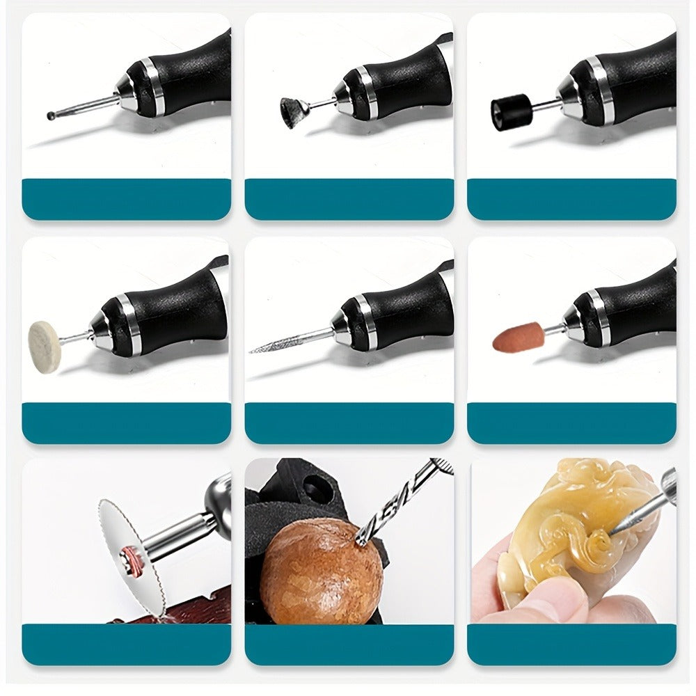 Mini USB-Rechargeable Rotary Tool with Three Speeds and 58-, 74- or 83-Piece Accessory Sets