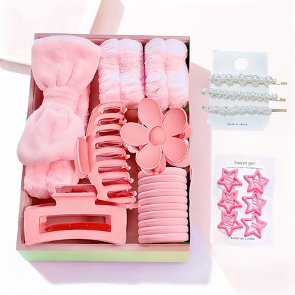 Hair Accessories Mixed Headband, Hair Clip, Hoop and Elastic Set in Fourteen Color Combinations