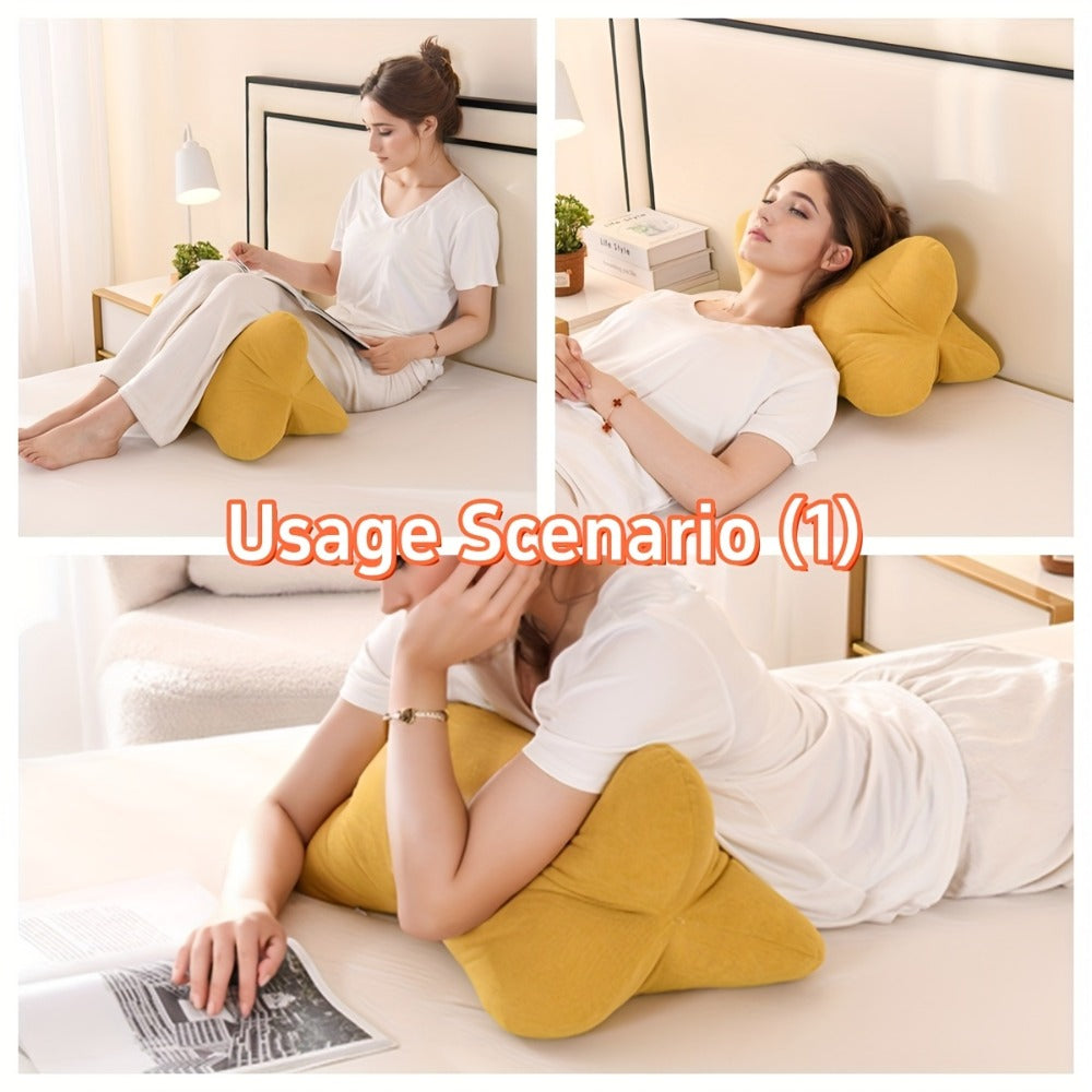 Triangular Lumbar Support Pillow Chenille, Breathable Back Cushion with Hidden Zipper for Office Chair Sofa Bed