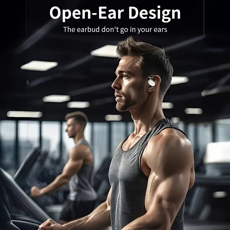 Bone Conduction Headphones Bluetooth 5.4 Open Ear Sport Earbuds 80H Battery LED Display Stereo Bass Noise Canceling Mic Type-C Charging Gift for Dad Men Women Running Cycling