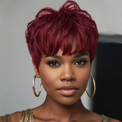 Synthetic Wig 4-Inch Wavy Bob with Bangs in Six Coded Natural and Fashion Colors for Costume Styling