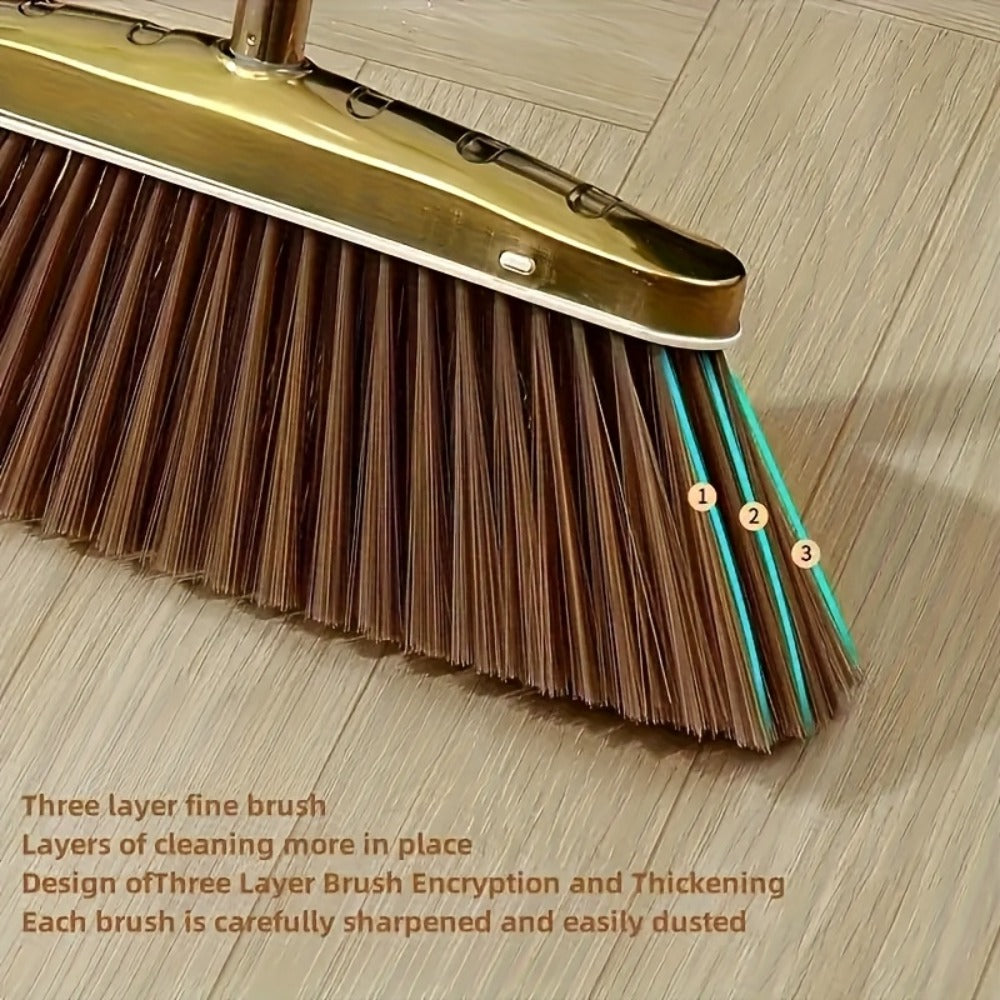 Golden Broom and Dustpan Set with Sectioned Long Handle, Wide Head and Broom-Only or Two-Piece Checkout Options