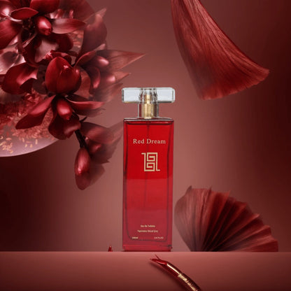 Women's Perfume Floral Eau de Parfum 3.4 oz in a Luxury Red Bottle with Golden Heart Accent