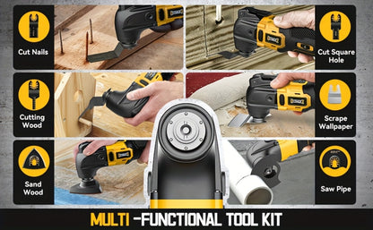 Oscillating Multi Tool Brushless Cordless Compatible with DeWalt 20V / 18V Battery – 21000 OPM Variable Speed, 4.5° Oscillating Angle, Anti-Vibration, Wood Cutting Blades & Sanding Pads (Battery Not Included)