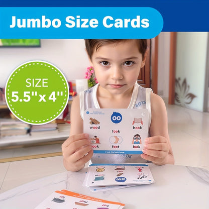 Phonics Flash Cards for Kids 76 Cards 24 Principles – CVC Digraphs Consonant Blends Long Vowels, Learn to Read Spelling Aid for Kindergarten Homeschool Classroom, Educational Gift Pre-K 1st 2nd Grade Ages 3-8