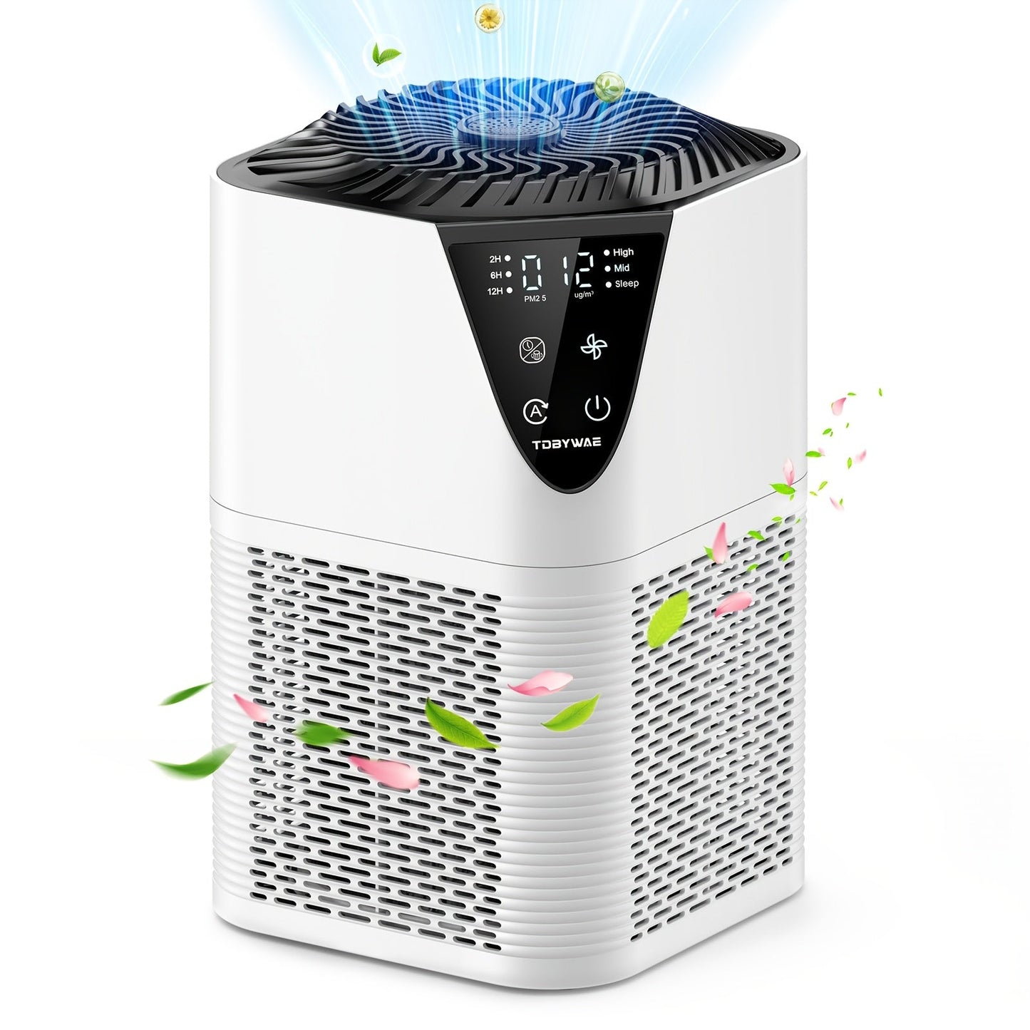 Air Purifier TDBYWAE with H13 Three-Stage Filter, 1750 Sq Ft Source Value, PM2.5 LCD, 25dB Mode and Timers
