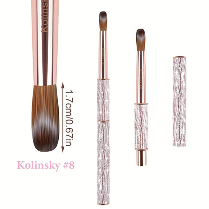 Round Nail Art Brush with Pink Sparkle Handle in Sizes 8, 10 or 12 and Three-Piece Set Option