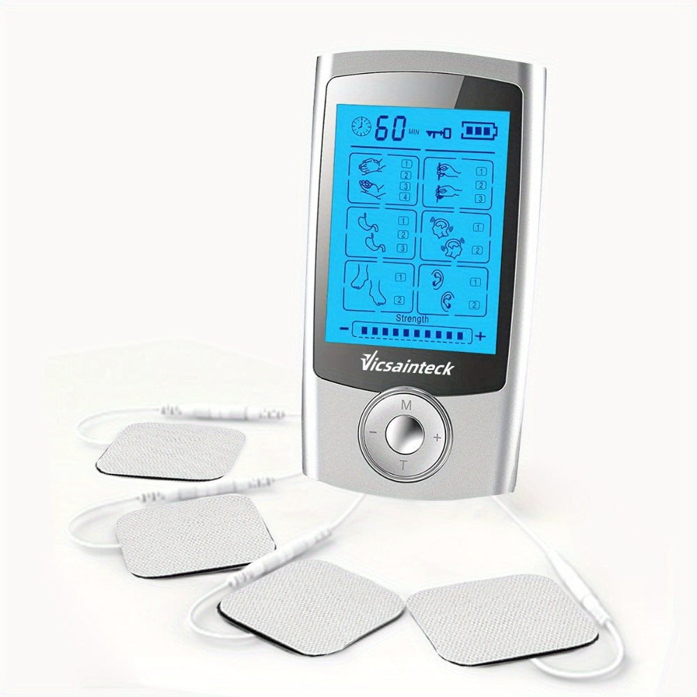 Portable TENS EMS Unit Muscle Massager – 16 Modes 20 Intensity Levels, 4 Electrodes for Back, Shoulder, Leg & Foot Pain Relief, Rechargeable Physical Therapy Device for Men & Women