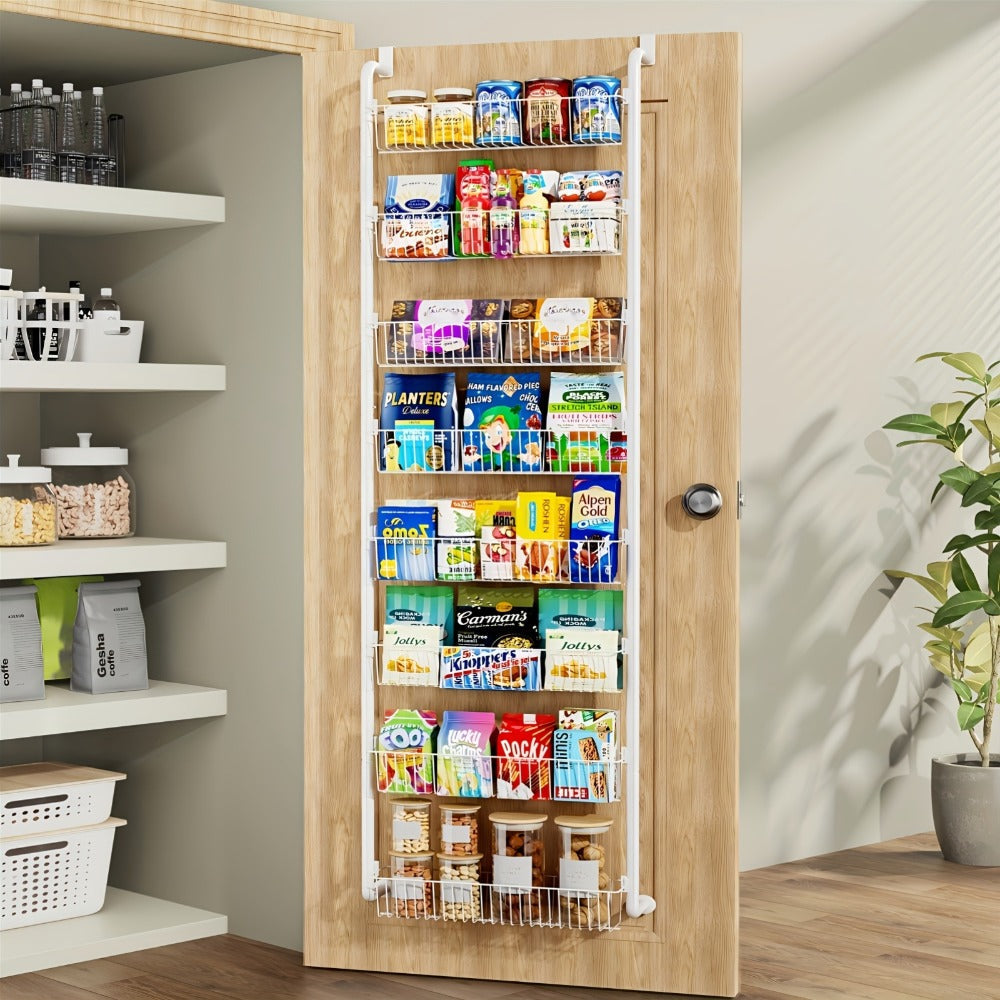 Over The Door Organizer - Multi-Layer Pantry Storage Rack for Kitchen Bathroom Laundry Room, Space Saving Door Hanging Shelf