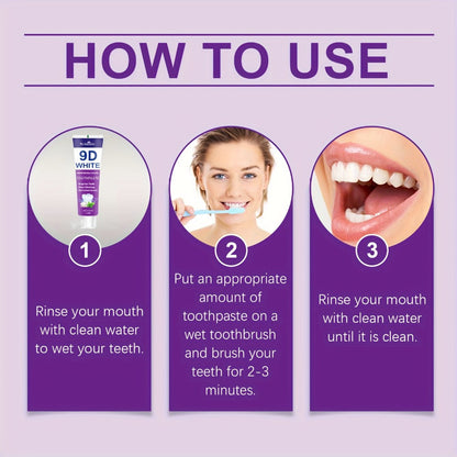 Purple Toothpaste 2pcs Hydroxyapatite Whitening Deep Cleaning European Formula Mint Flavor Fresh Breath Gentle on Gums Travel Size 100g Oral Care Gift for Women Men Sensitive Teeth