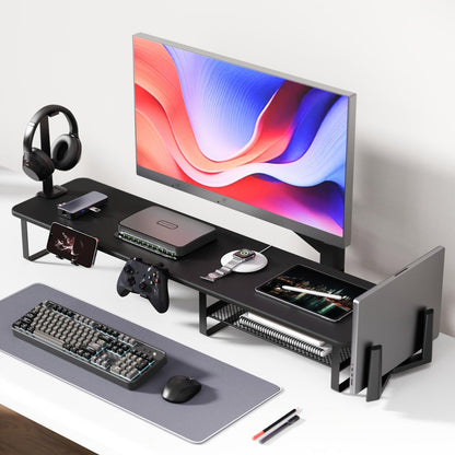 Monitor Stand Organizer with Headset Holder Phone Stand & Game Controller Holder, Versatile Desktop Riser for Computer Monitor Laptop