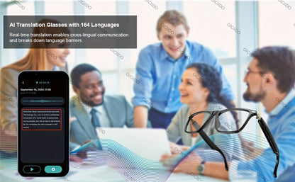 Smart Glasses 160-Language Translation Eyewear with Bluetooth 5.3 Open-Ear Audio and 18 Frame Options