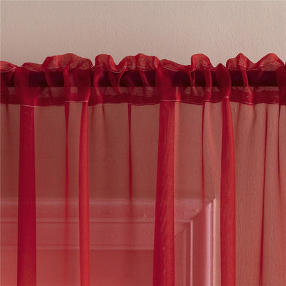 Two-Panel Solid Sheer Curtains with Rod-Pocket Header, Seven Colors and Four Size Configurations