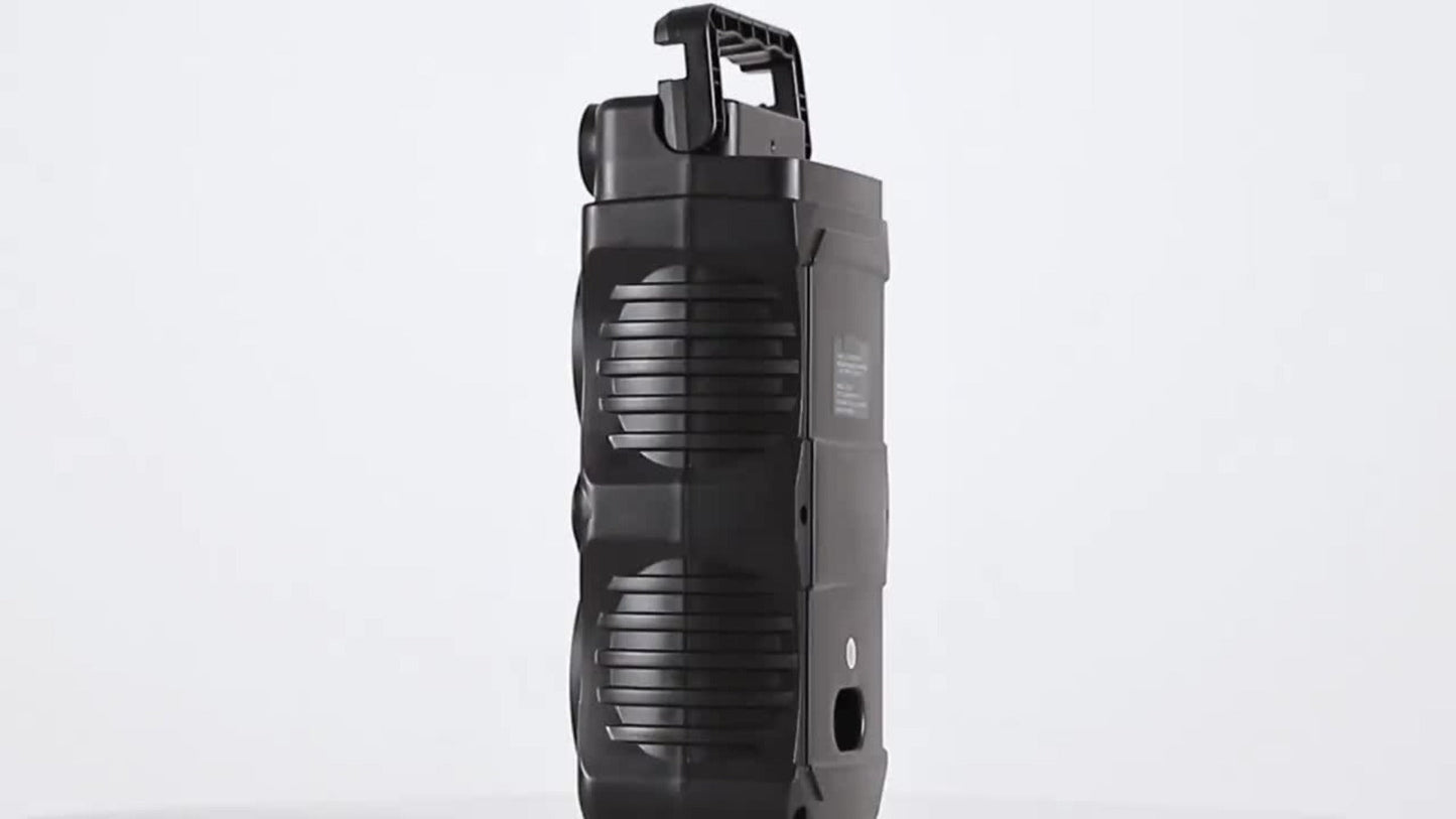 Portable Bluetooth Speaker with Dual Subwoofers, Color Lights, TWS, FM, USB, AUX, TF and Mic Input