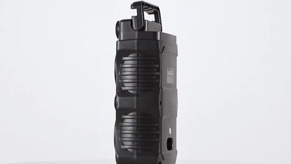Portable Bluetooth Speaker with Dual Subwoofers, Color Lights, TWS, FM, USB, AUX, TF and Mic Input