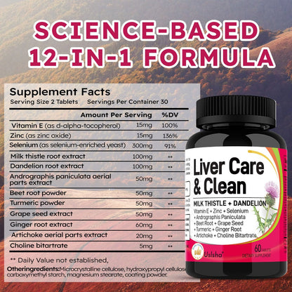 Milk Thistle Turmeric & Beetroot Liver Support Capsules — All-in-1 Super Formula for Liver Cleanse Detox & Antioxidant Defence for Women and Men | 60 Capsules 1 or 2 Bottle Options