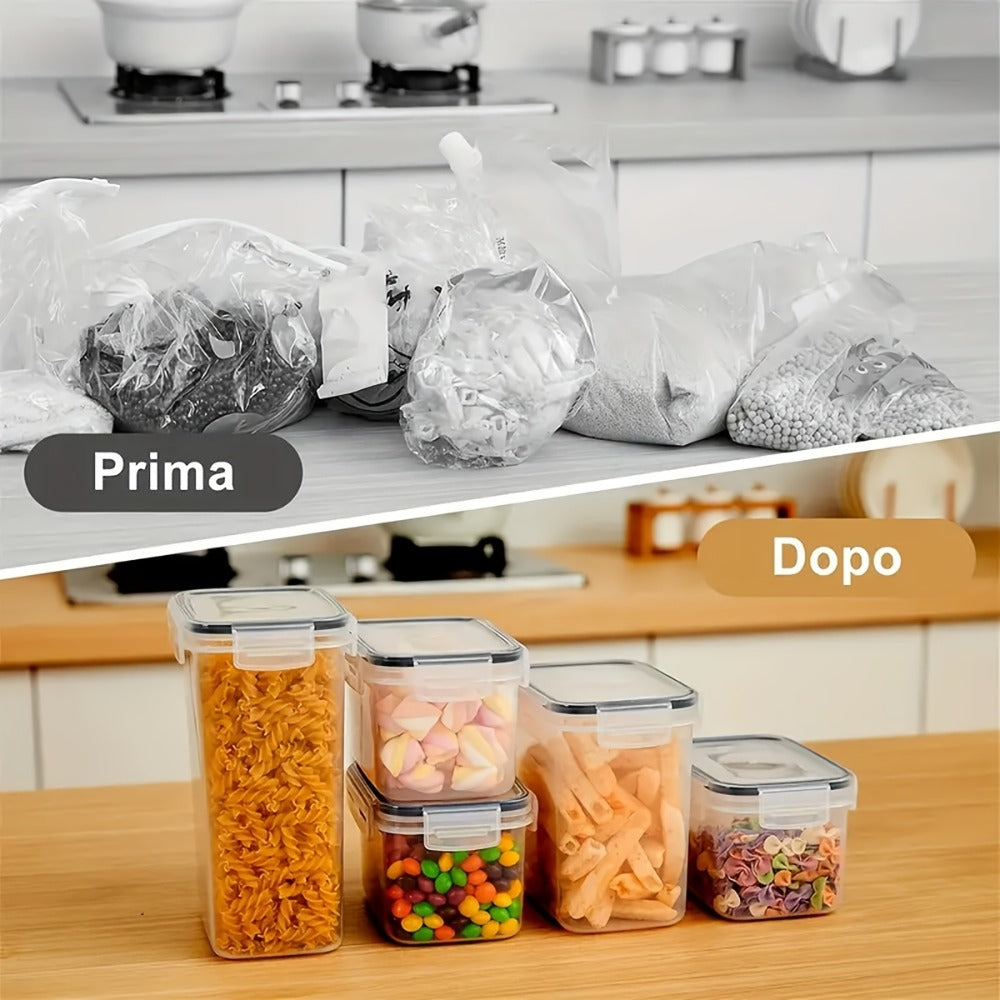 Airtight Food Storage Containers with Lids BPA Free Plastic Kitchen Pantry Organizer Set for Rice Cereal Pasta Flour Sugar Spaghetti - 6 14 18 30 48 60 84pcs Flip Top Seal Canister Set