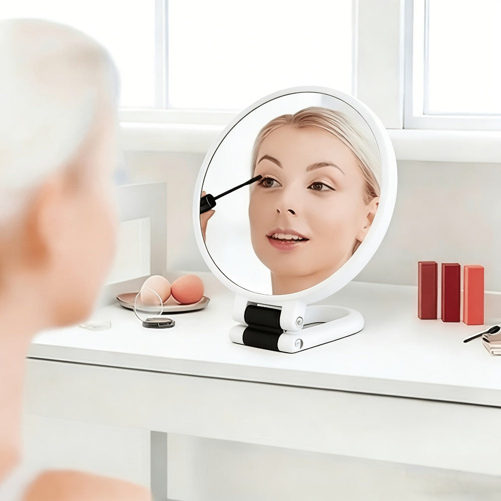 Handheld Magnifying Mirror 85X High Magnification for Makeup - 360° Adjustable Handle, Dual Sided 1X 80X, Colorful Border Compact Portable Vanity Mirror for Women Girls Travel Gift