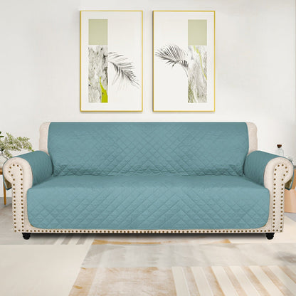 Sofa Cover Five-Layer Quilted Microfiber Protector with Elastic Strap and Foam Anchors for 3 or 4 Seats