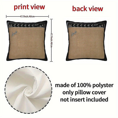 Throw Pillow Cover Guitar Amplifier Music Themed Decorative Cushion Case 18x18 Inch Zipper Polyester Machine Washable Gift for Guitarist Musician Living Room Bedroom Sofa Decor