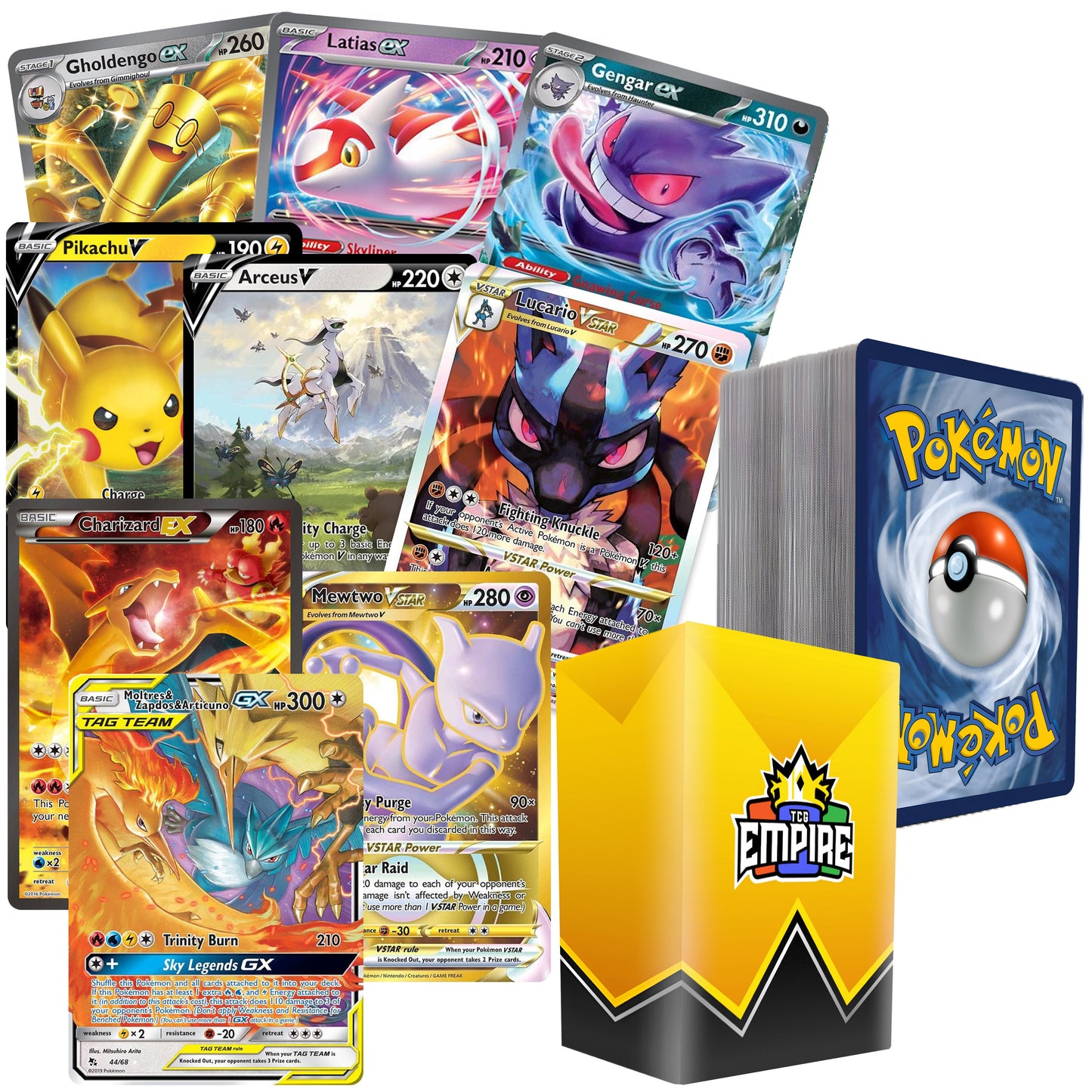 Trading Card Game 100-Plus Card Assortment with Character Artwork and Included Storage Box