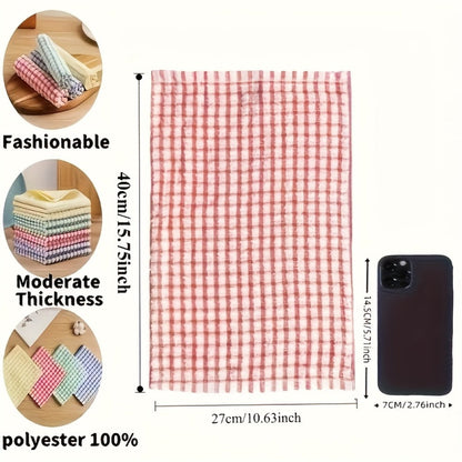 Checked Polyester Cleaning Cloth Set in Eight- or Twenty-Four-Piece Packs with Six Assorted Colors