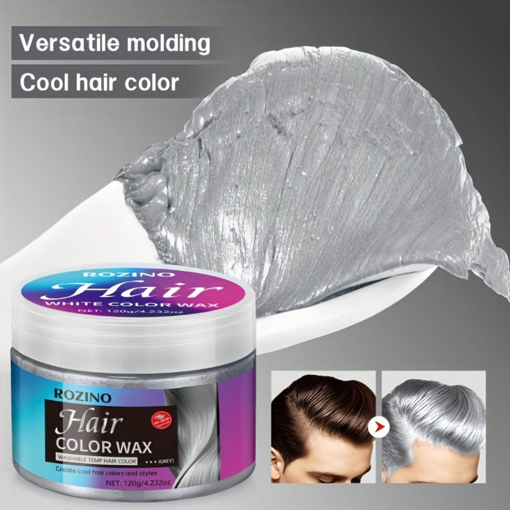 120 g Gray Temporary Hair Color Wax with Styling Hold and Fruity Oceanic Scent for Daily Use