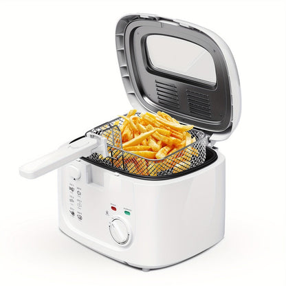 Electric Deep Fryer 1500W – 84.54oz Large Capacity, Adjustable Temperature Control, Non-Stick Basket, Viewing Window, Removable Lid, One-Touch Switch, Easy to Clean, Black & White Options