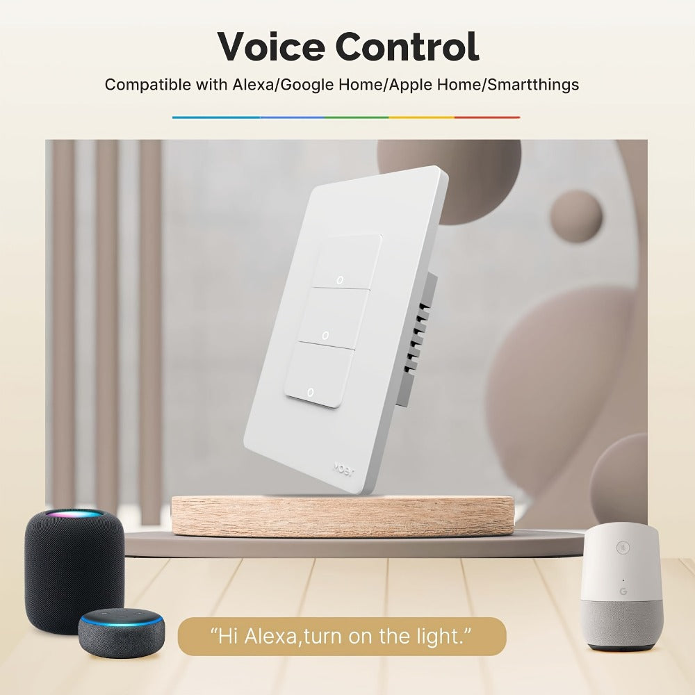 White No-Neutral WiFi Wall Switch Two-Pack with One-, Two-, Three- or Four-Gang Mechanical Button Options