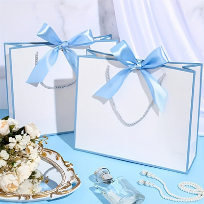 Gift Bag Set Pull-Handle Ribbon Design, 12, 24 or 36 Bags in Five Colorways with 11.8 x 10 x 4 Inch Format