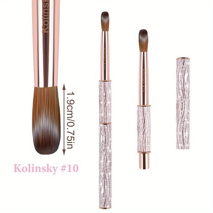 Round Nail Art Brush with Pink Sparkle Handle in Sizes 8, 10 or 12 and Three-Piece Set Option
