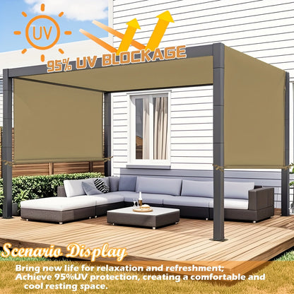 Retractable Pergola Replacement Canopy Cover, 105-Inch Width with Eight Colors and Three Length Options