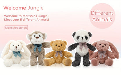Stuffed Animal Five-Piece Bear, Monkey, Panda and Rabbit Set in 12.5-Inch Assorted Designs