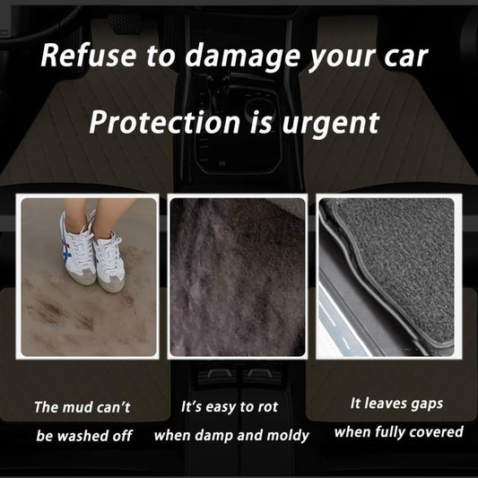 Luxury PU Leather Car Floor Mats 4-Piece & 5-Piece Set – Universal Non-Slip Wear-Resistant Full Coverage Front & Rear Row Auto Floor Mat for Most Vehicle Models (Red / Beige / Brown)