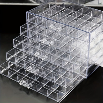 Jewelry Storage Box 5-Layer Drawer Organizer – Transparent Nail Art Accessory Storage Container for Earrings Rings Necklaces Beads 120 Cells