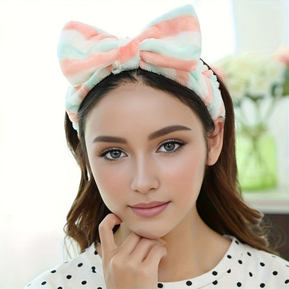 Six Bow-Front Headbands with Six Image-Bound Patterned Designs for Hair and Face-Care Routines