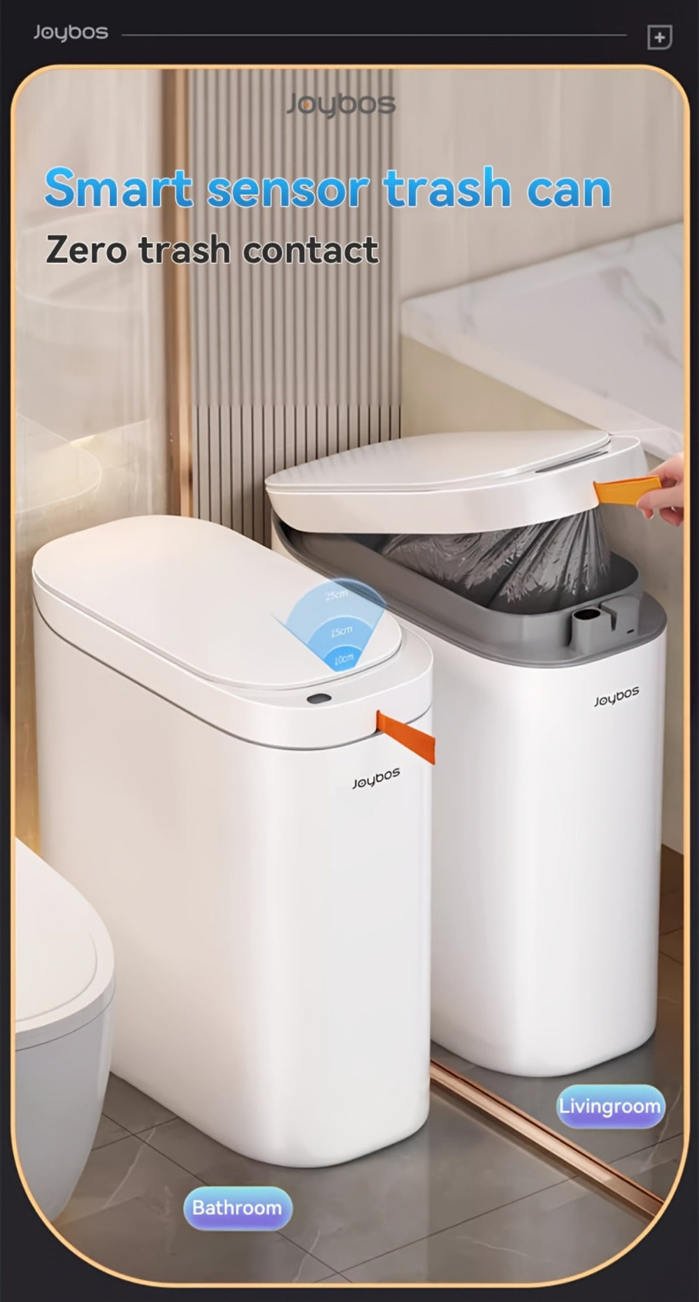 Sensor Trash Can Self-Emptying 3.8 Gallon with Drawstring Bags - Hands Free Infrared Smart for Home Cooking, Dining and Outdoor Meals