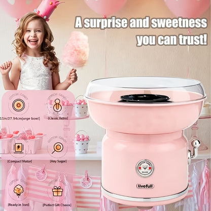 Cotton Candy Machine for Home & Commercial Use – Desktop Tabletop Floss Maker, Food-Grade Anti-Scald Design, Makes Colorful Fancy Spun Sugar, Includes Colored Sugar & Rolling Sticks