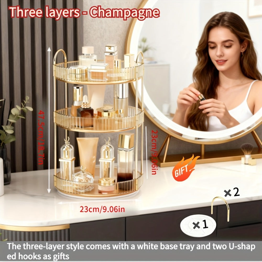 Rotating Multi-Level Makeup Organizer with Detachable Trays and 12 Exact Color-and-Layer Options